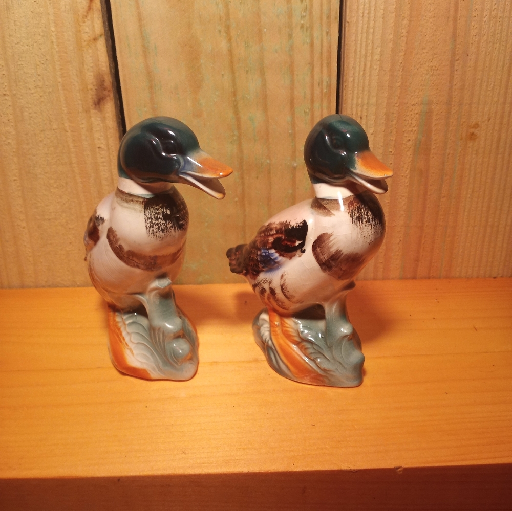 Made In Japan Ceramic Duck Figurines - Multicolor